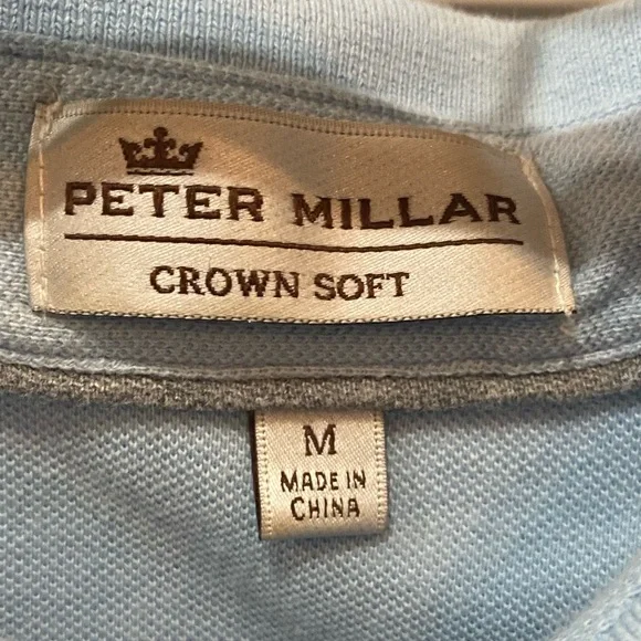 Men’s Peter Millar Crown Soft Pima Cotton & Silk Blend  Light Blue Polo Shirt - Picture 2 of 6